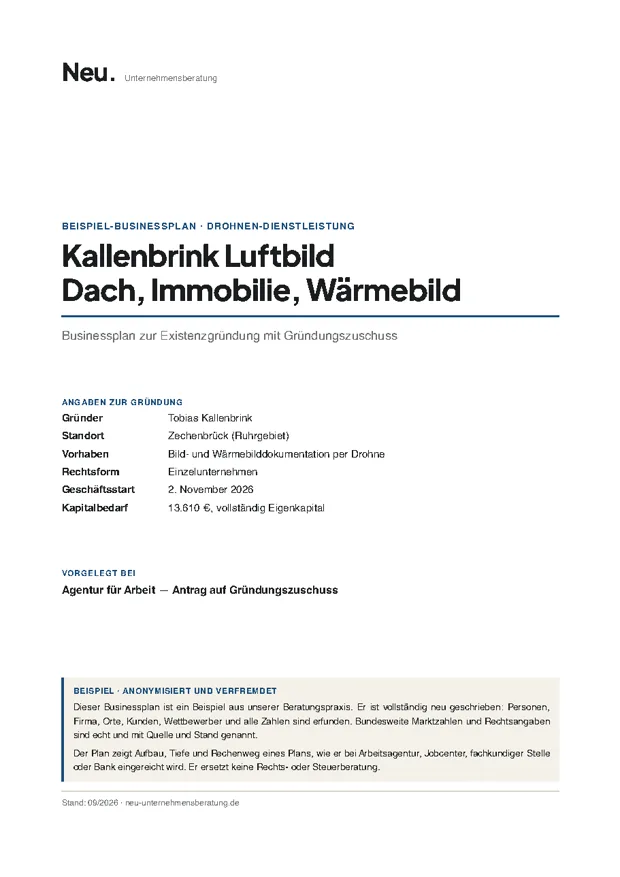 Deckblatt Beispiel 2: Drohnen-Dienstleistung