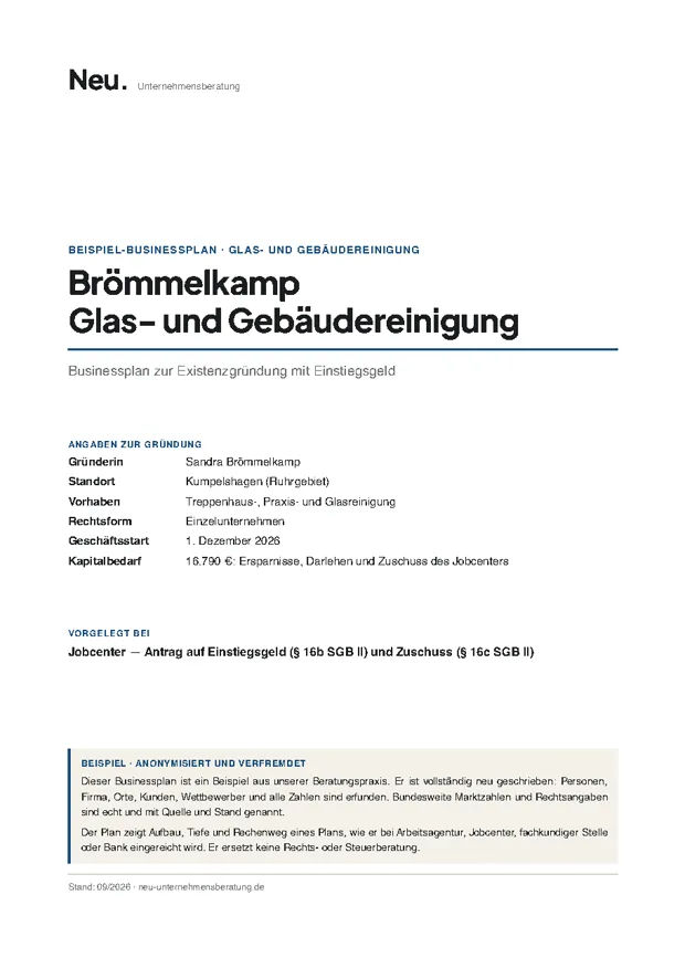 Deckblatt Beispiel 3: Gebäudereinigung