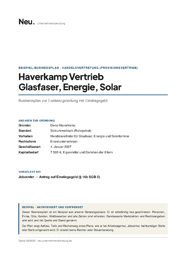 Deckblatt Beispiel 4: Handelsvertretung