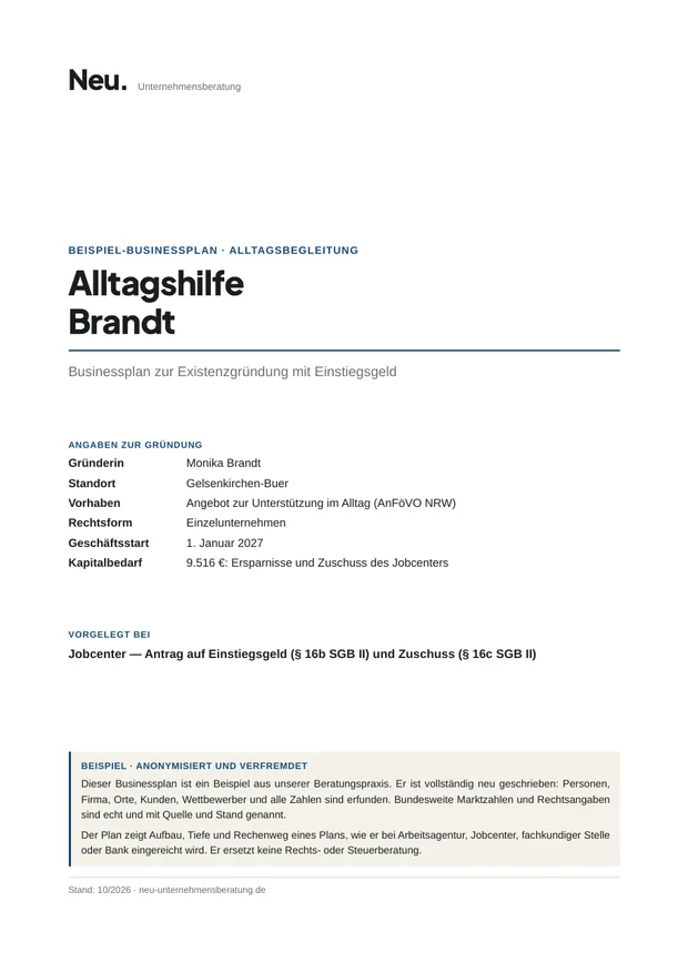 Deckblatt Beispiel 12: Alltagsbegleitung