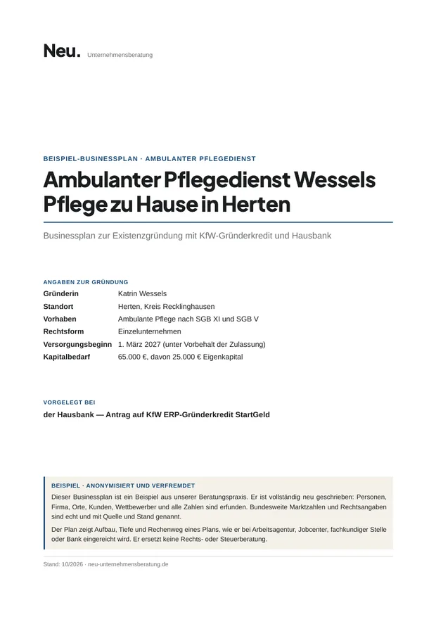 Deckblatt Beispiel 11: Ambulanter Pflegedienst